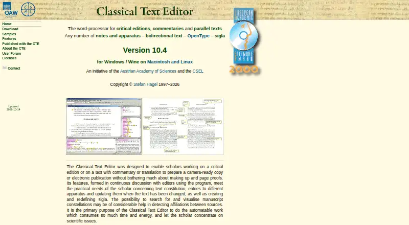 Classical Text Editor's own site