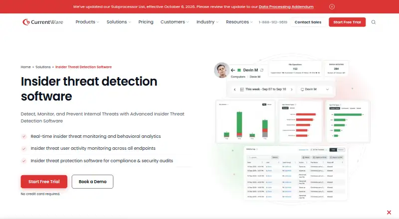 CurrentWare Insider Threat Detection's own site