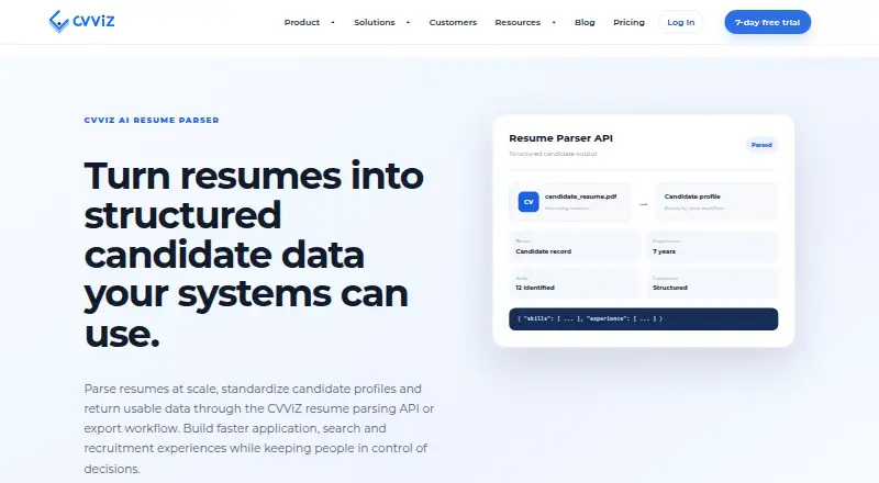 CVViZ Resume Parser's own site