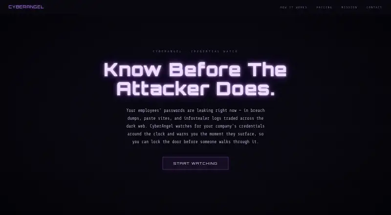 CyberAngel Credential Watch's own site