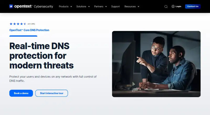 OpenText Core DNS Protection's own site