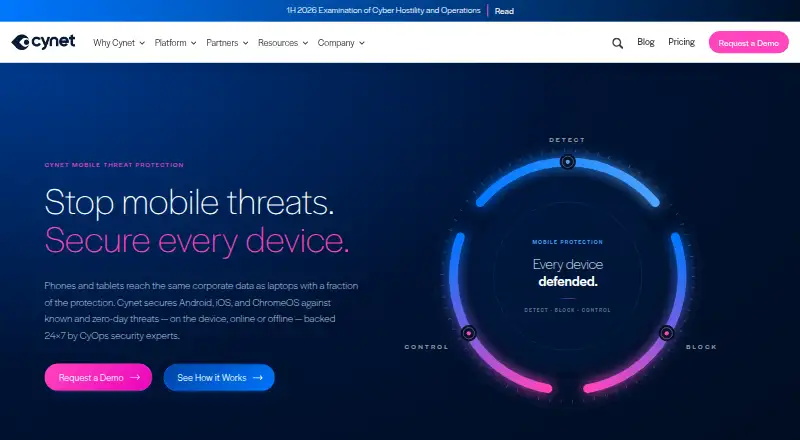 Cynet Mobile Threat Protection's own site