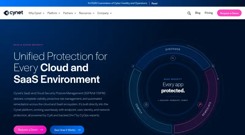 Cynet SaaS and Cloud Security's own site