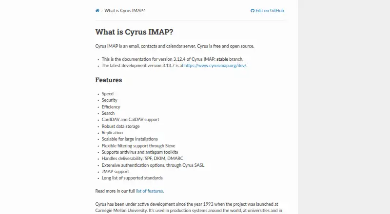 Cyrus IMAP's own site