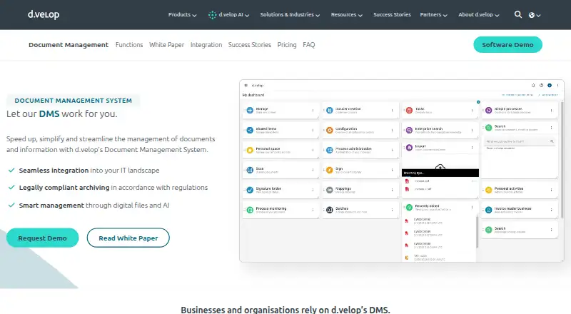 d.velop documents's own site