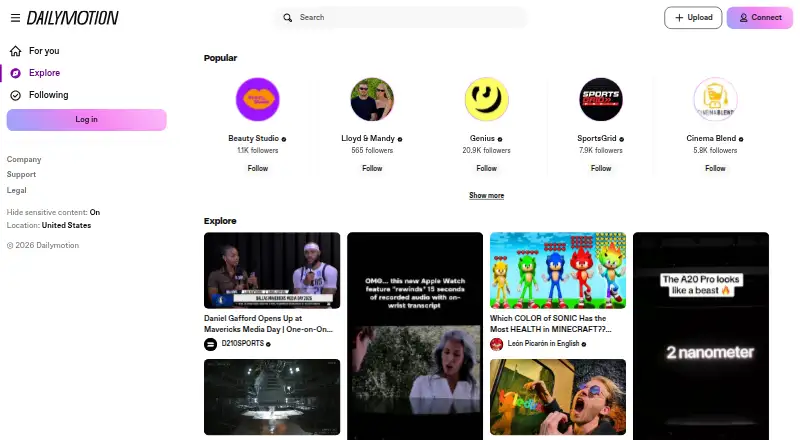 Dailymotion's own site
