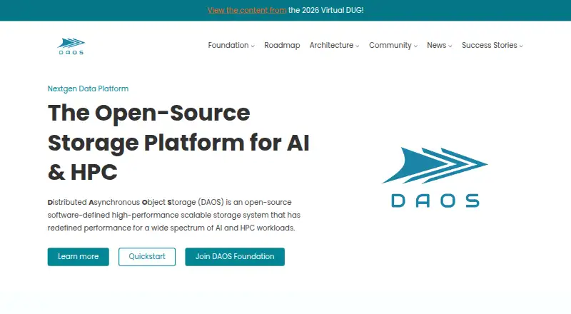 The DAOS homepage