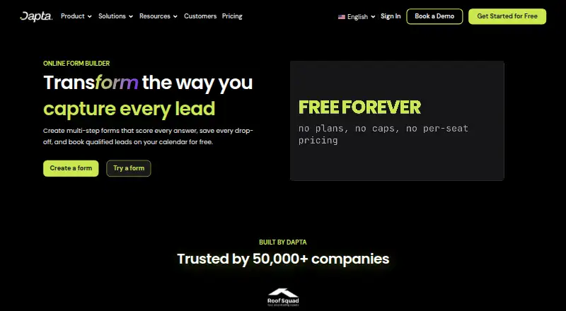 Dapta Forms's own site