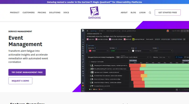 Datadog Event Management's own site