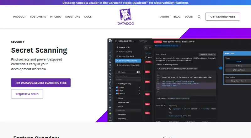 Datadog Secret Scanning's own site