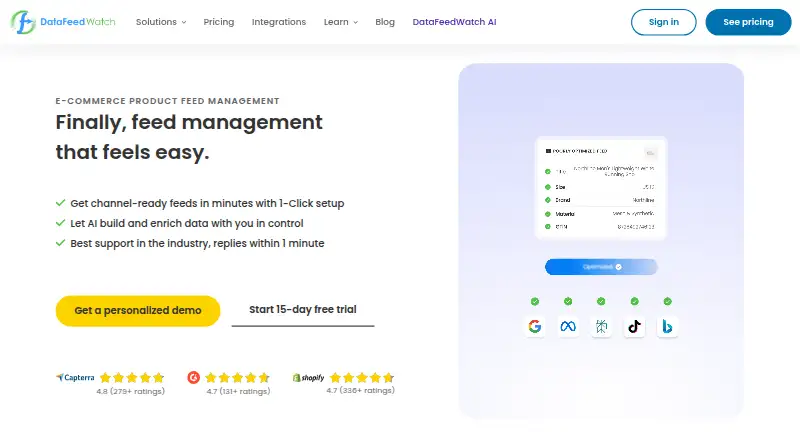 DataFeedWatch's own site