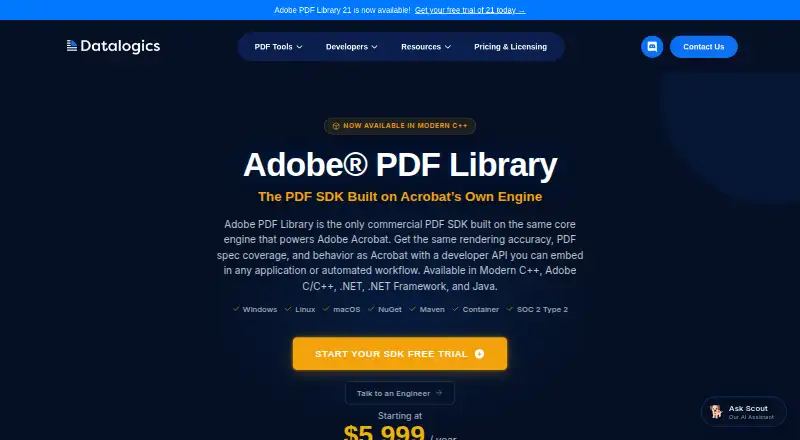 Datalogics Adobe PDF Library's own site