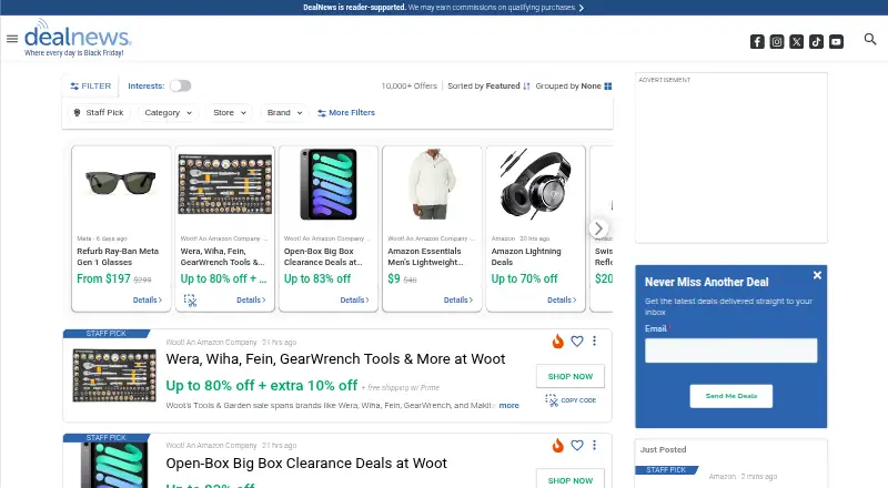 DealNews's own site