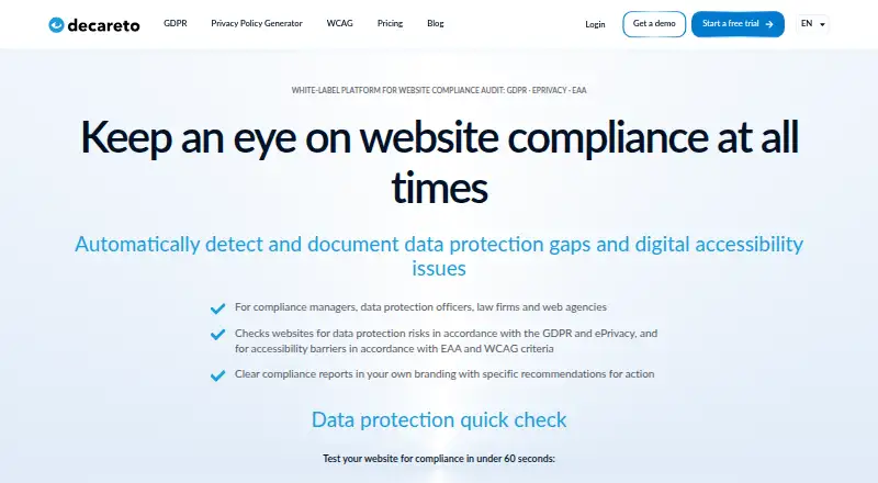 decareto Compliance Monitoring's own site