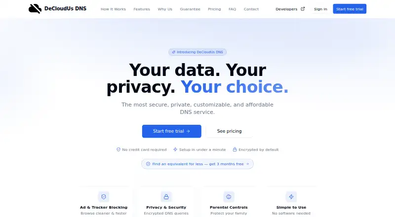 DeCloudUs DNS's own site