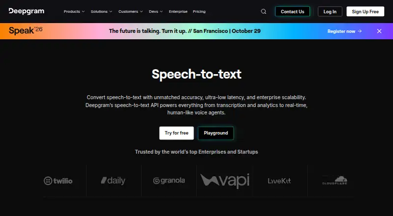 Deepgram Speech-to-Text's own site