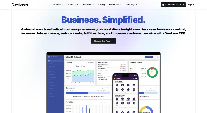 Deskera ERP's own site
