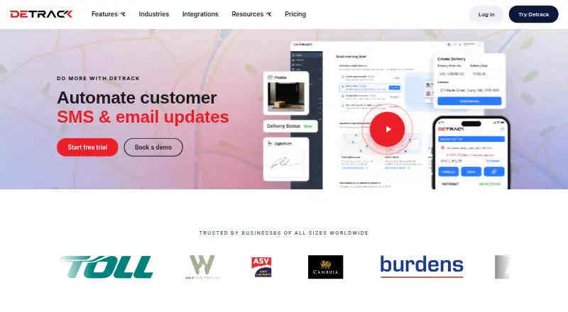 Detrack's own site