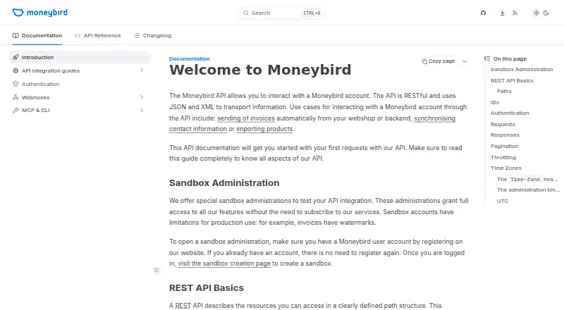 Moneybird API's own site