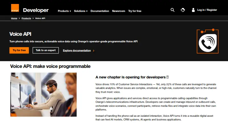 Orange Voice API's own site