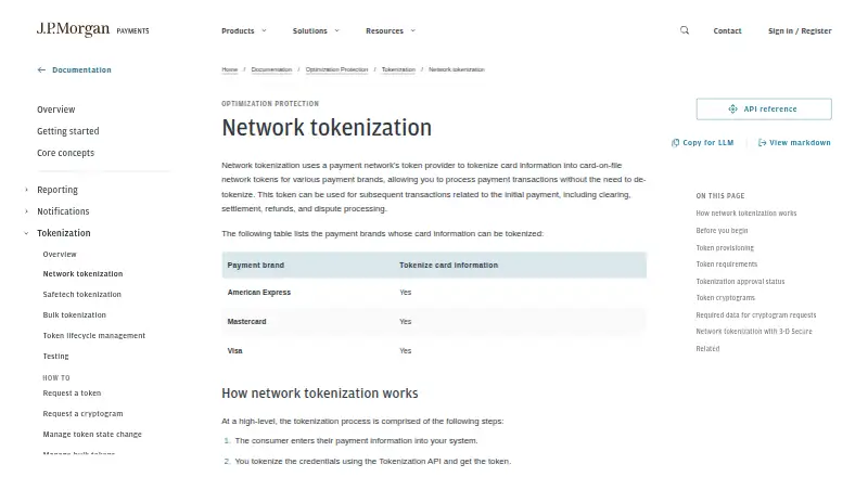 J.P. Morgan Network Tokenization's own site