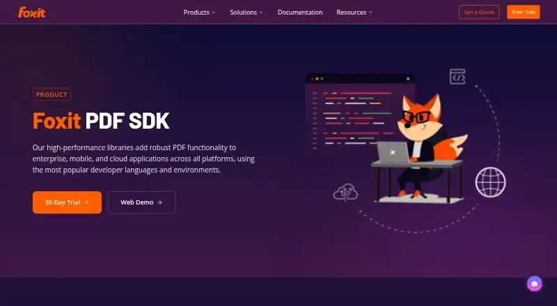 Foxit PDF SDK's own site