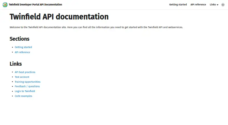 Twinfield API's own site