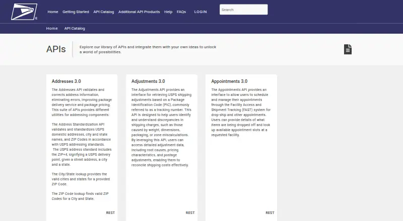 USPS Addresses API's own site