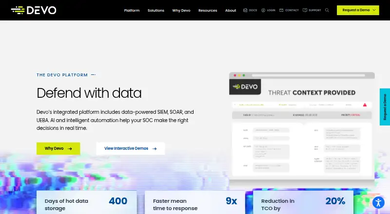 Devo Security Data Platform's own site