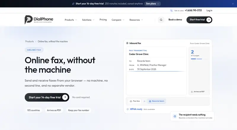 DialPhone Online Fax's own site
