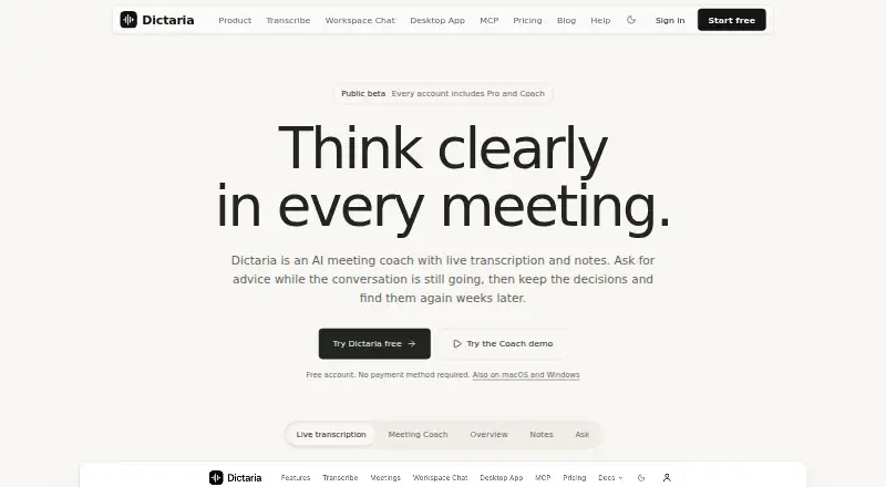 Dictaria's own site
