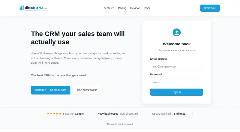 directCRM's own site
