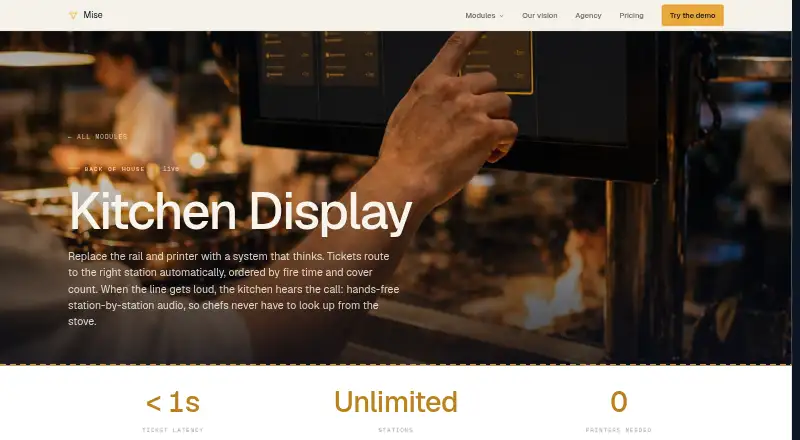 Mise Kitchen Display's own site