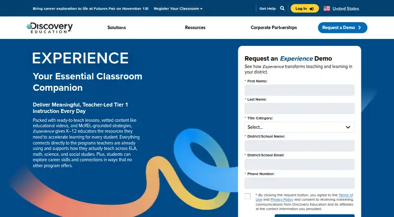 Discovery Education Experience's own site