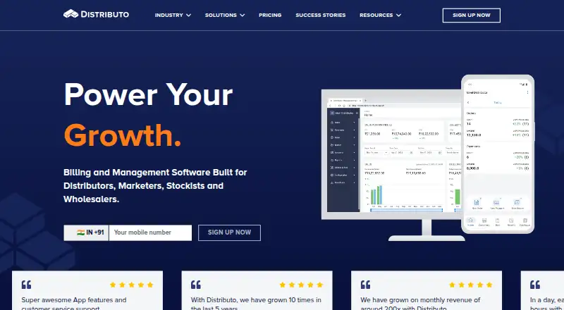 Distributo's own site