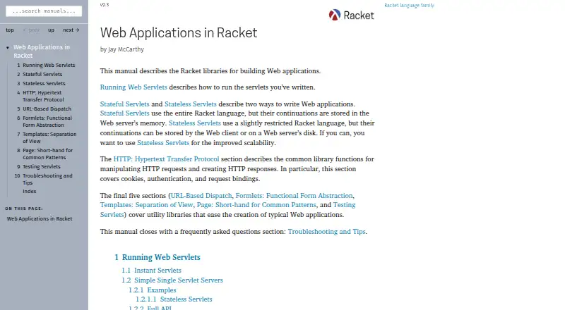 Racket Web Server's own site