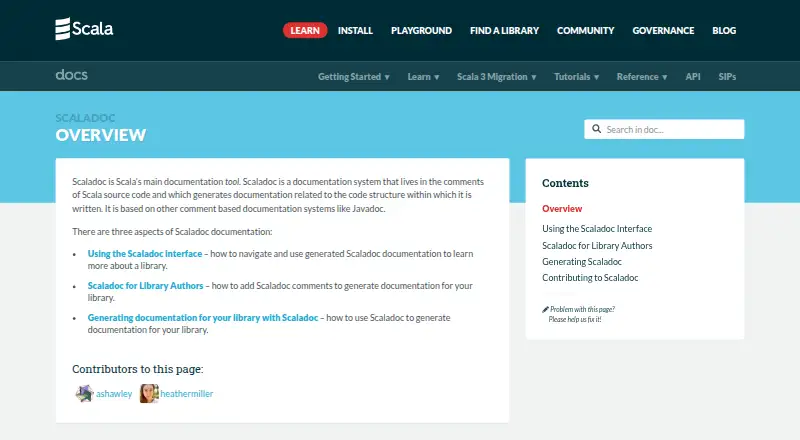 Scaladoc's own site