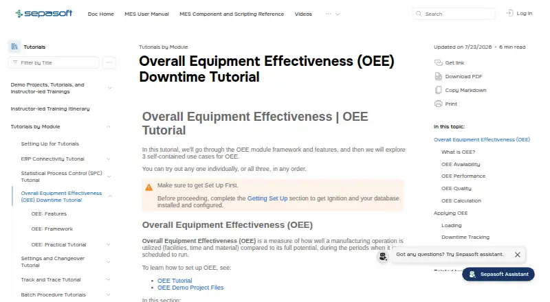 Sepasoft OEE Module's own site