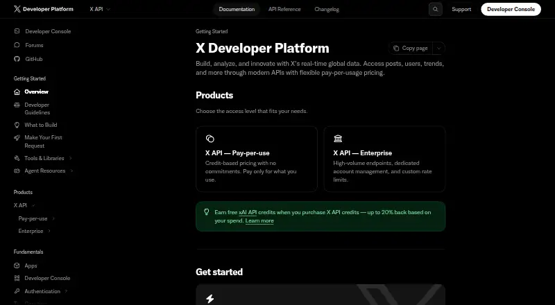 X API's own site