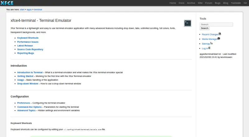 Xfce Terminal's own site