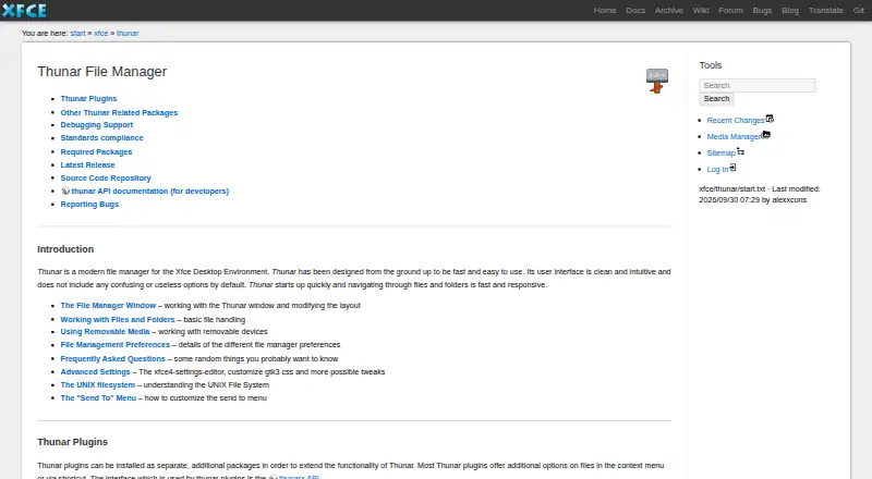 Thunar's own site