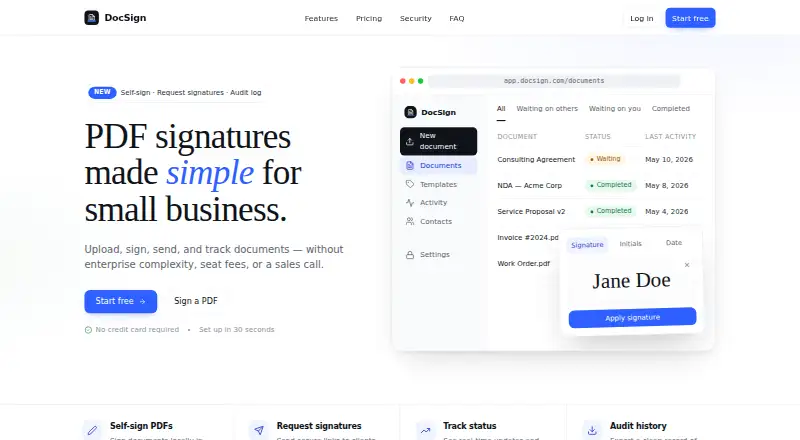DocSign's own site