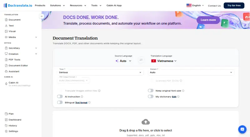 DocTranslate's own site