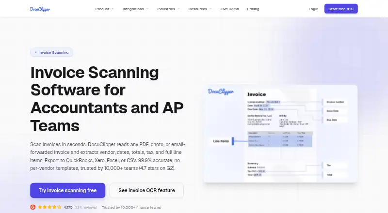 DocuClipper Invoice Processing's own site
