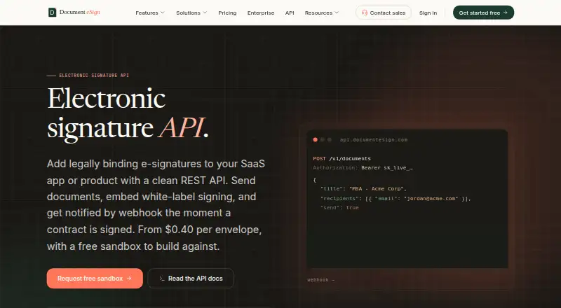 Document eSign API's own site