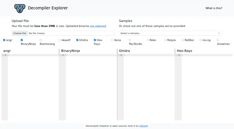 Decompiler Explorer (Dogbolt)'s own site