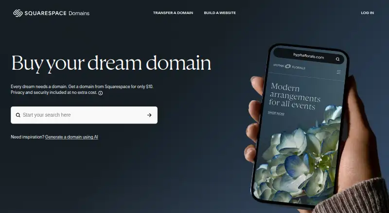 Squarespace Domains's own site