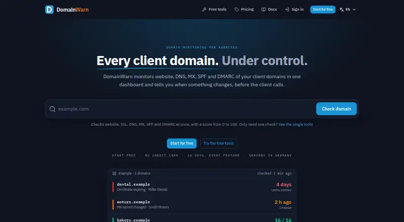 The DomainWarn homepage