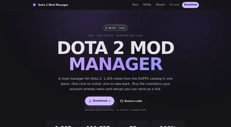 Dota 2 Mod Manager's own site