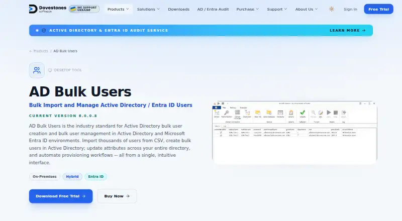 Dovestones AD Bulk Users's own site